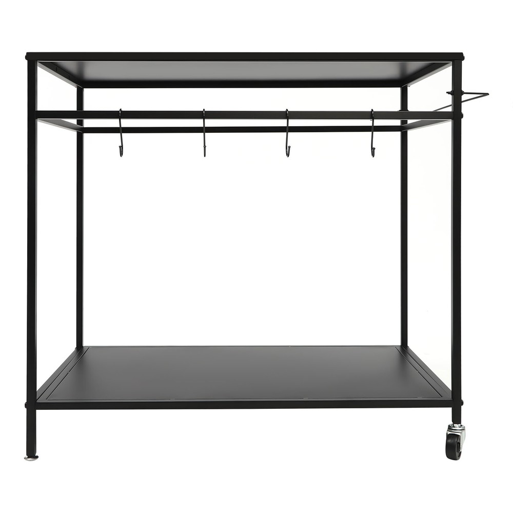 Kitchen BBQ Food Prep Work Cart Table Stand Mobile Storage Rack Grid Panel 2Tier