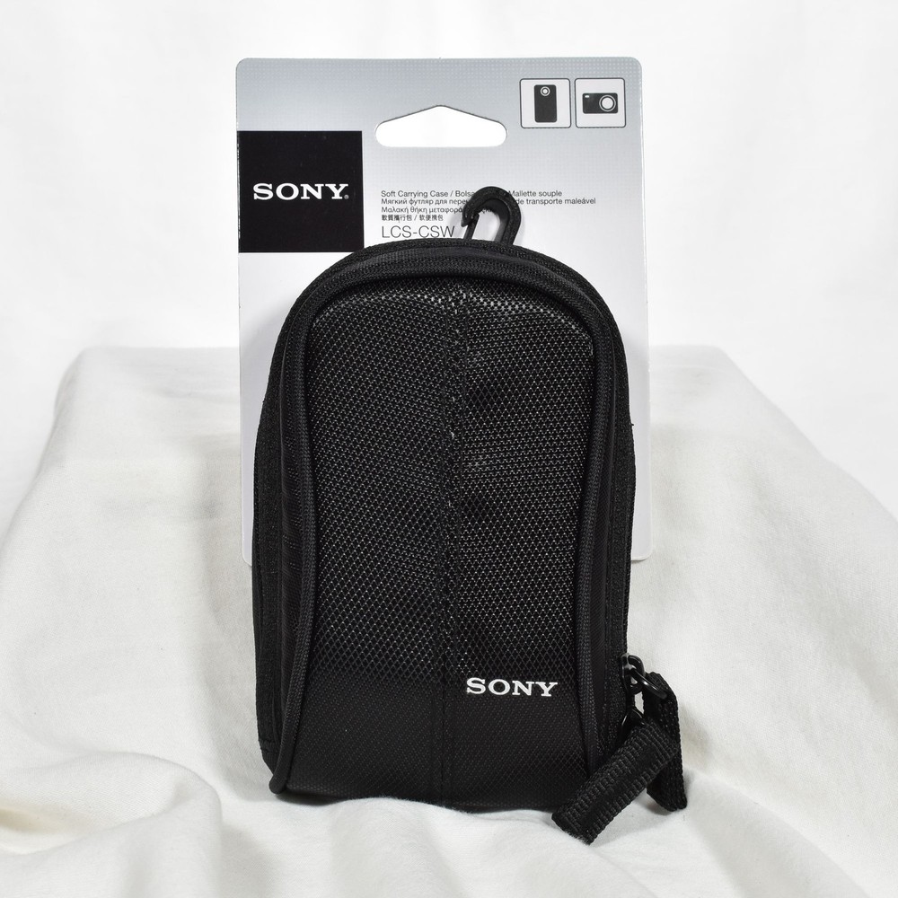 Sony LCS-CSW Soft Camera Case Black Belt Loop Memory Card Pocket Compact Pouch