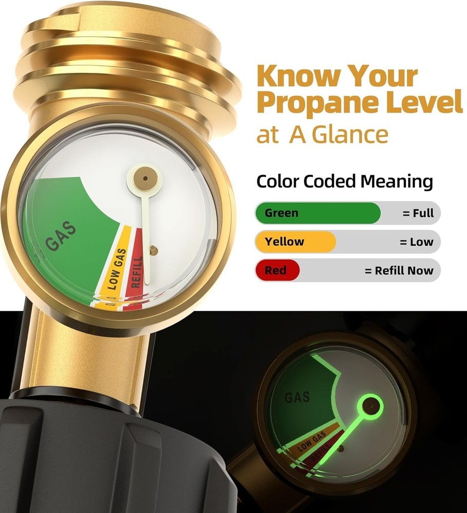 Durable Solid Brass Propane Level Indicator for 5-40 lb Tanks - Easy Install