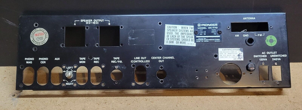 PIONEER SX-770 BACK PANEL