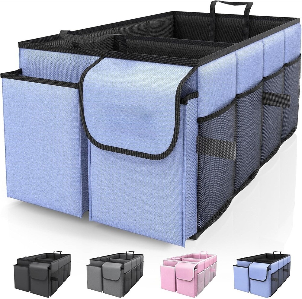 Large-Capacity Trunk Organizer - Foldable , , Sundries, Blue, 2 Compartments