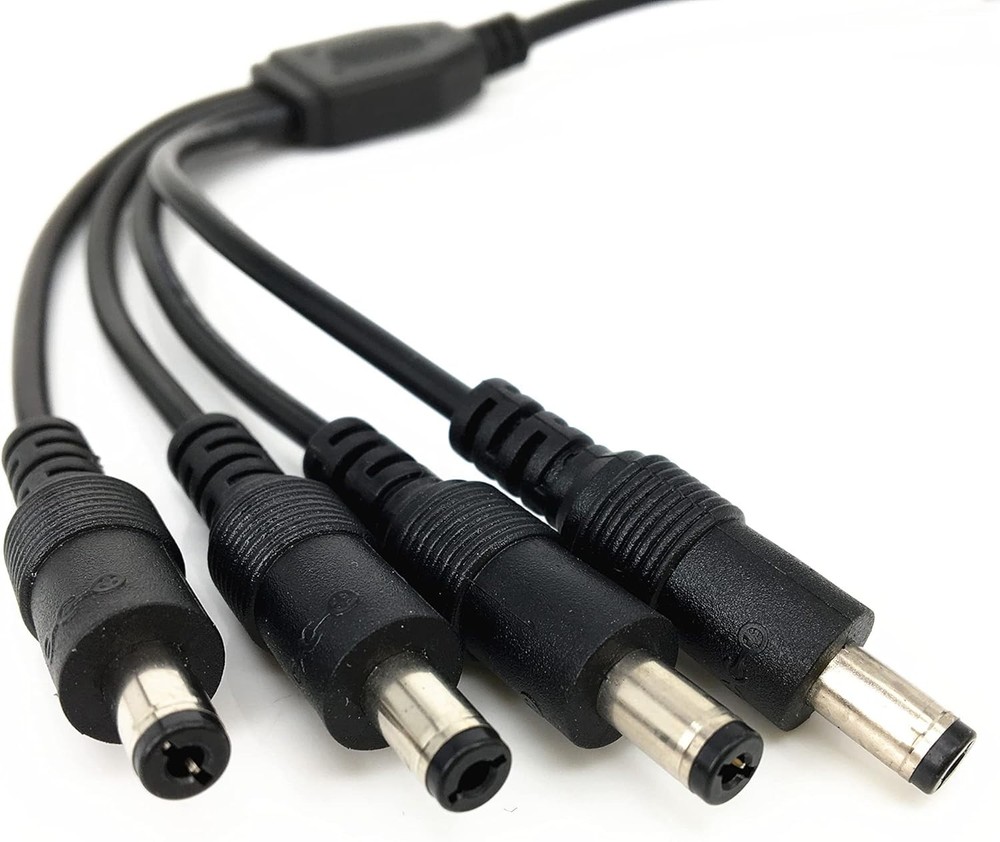 Efficient 2-Pack Black DC Power Splitter Cable for Cameras and LEDs - 40W