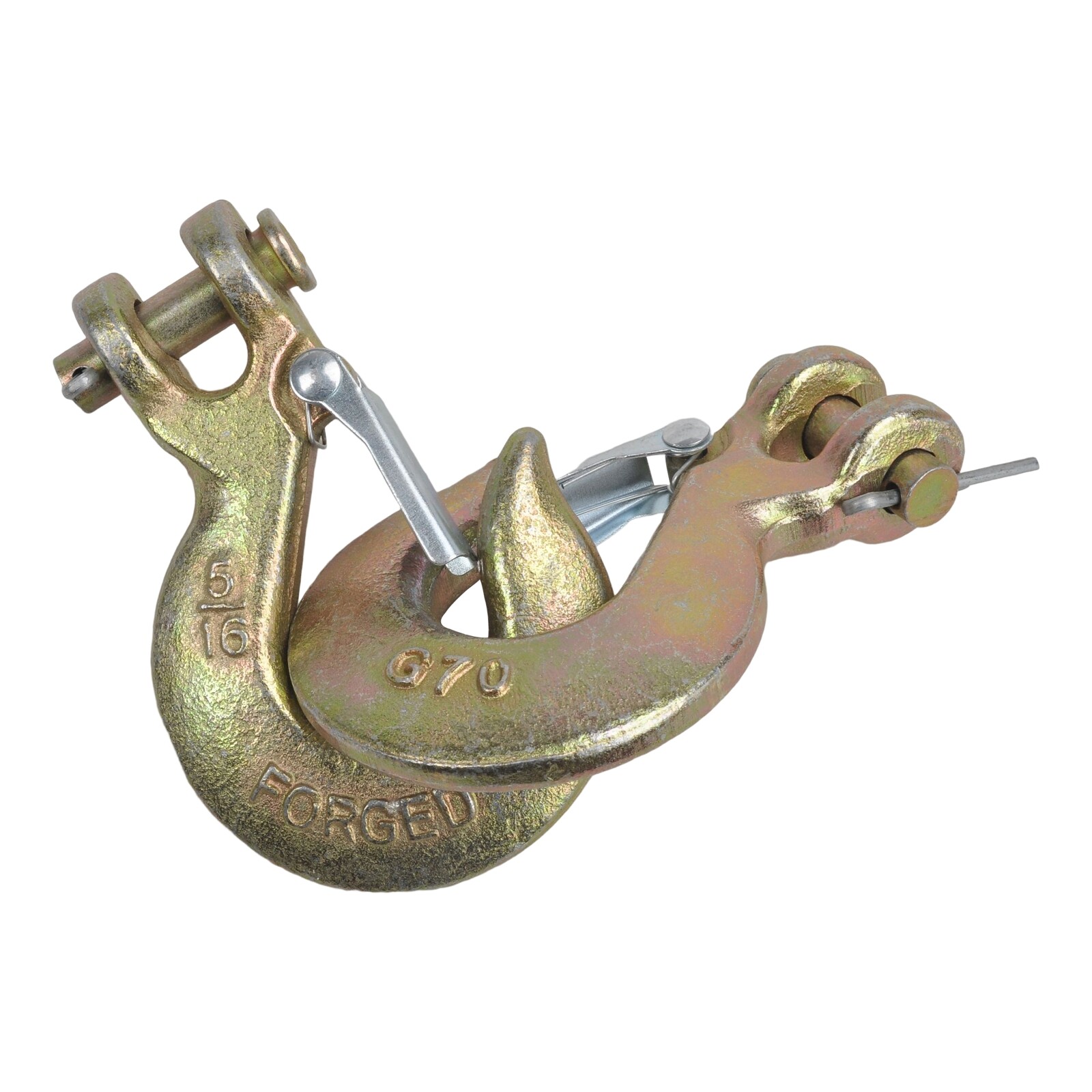 (2) 5/16" Grade 70 Steel Heavy Duty Forged Clevis Slip Hook With Safety Latch