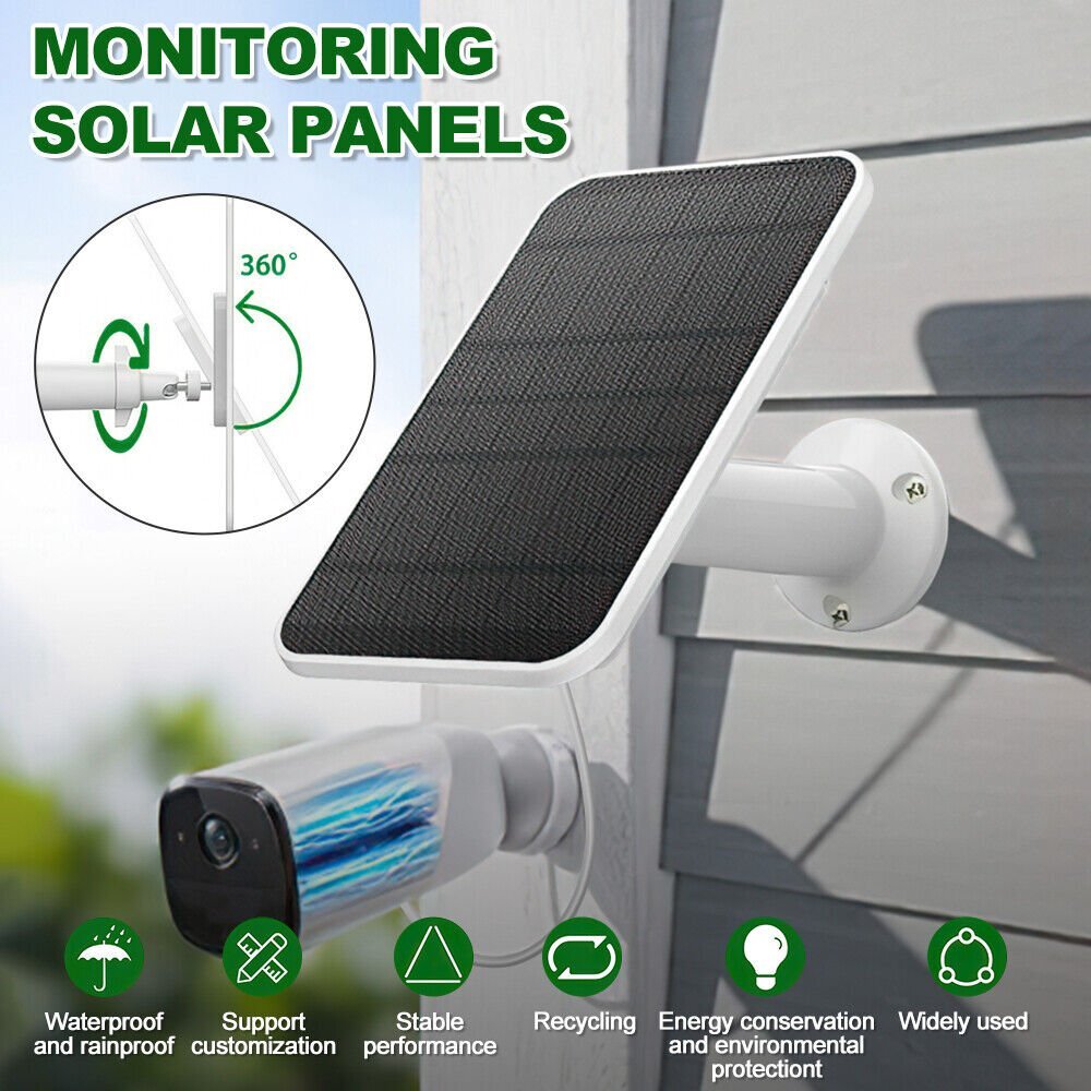 Solar Panel for Security Camera Micro USB & USB-C Port Solar Panel Adjustable