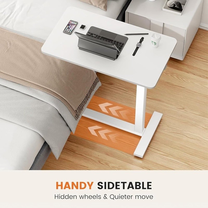 Adjustable Rolling Laptop Table Overbed Side Table Portable & Mobile Desk New