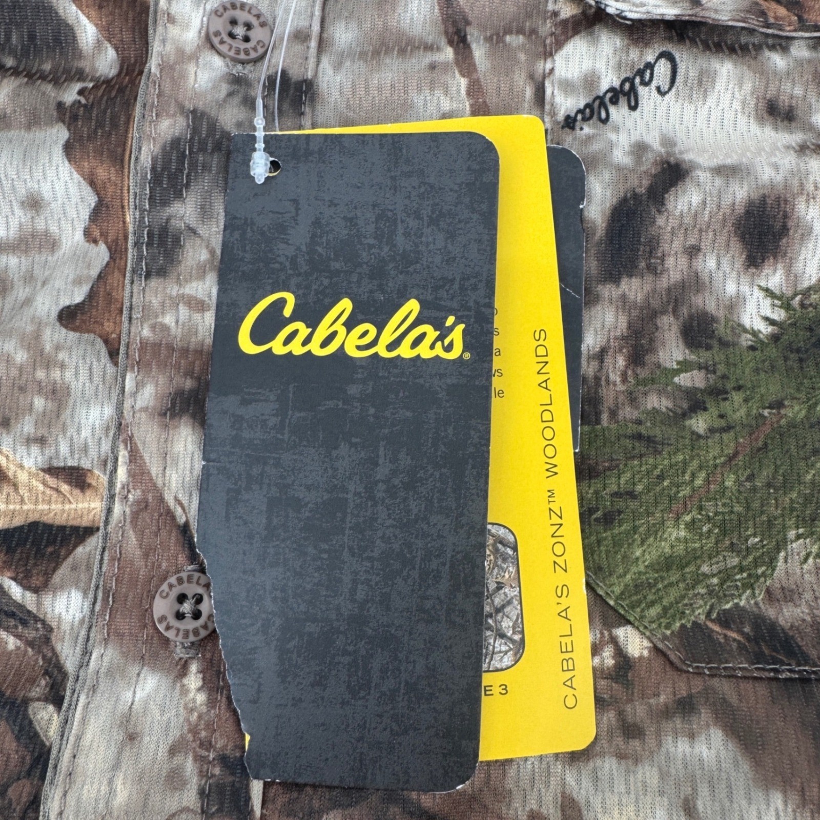 NEW Cabelas Zonz Woodlands Camo Long Sleeve Button Up Shirt Mens 2XL Hunting NWT