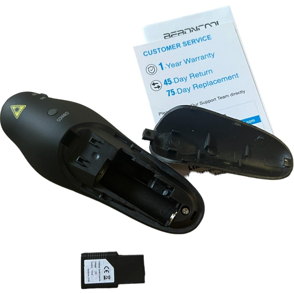 Beboncool D100 Wireless Presenter Remote | USB PowerPoint Clicker Laser Pointer