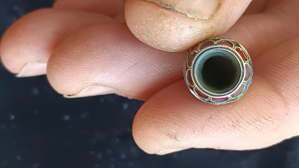 RUSSIAN IMPERIAL SOLID SILVER & CLOISONNE ENAMEL CIGARETTE HOLDER / PIPE