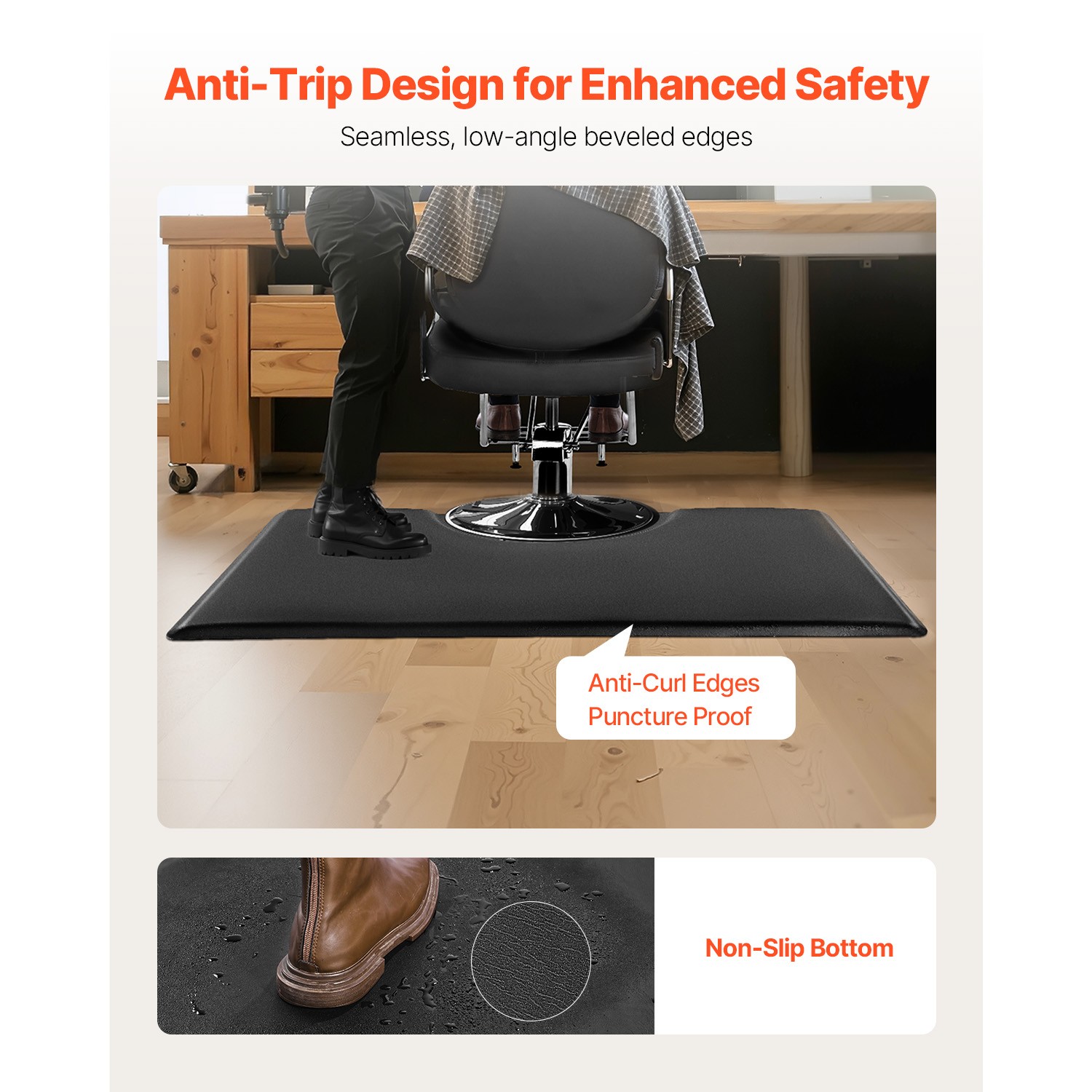 Salon Mat for Hair Stylist 3 x 5 FT Rectangle Salon Chair Mat 7/8" Thick