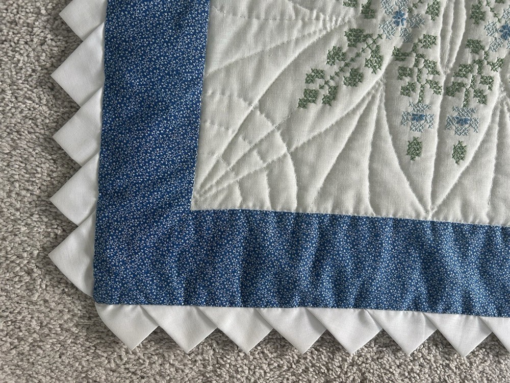 Handmade Patchwork Needlepoint King Quilt
