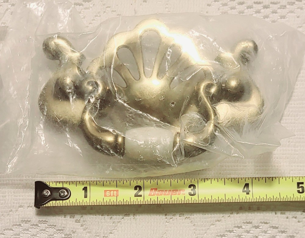 Vtg NIP Brass Drawer Pulls Ornate Ceramic Accent Drop Pull