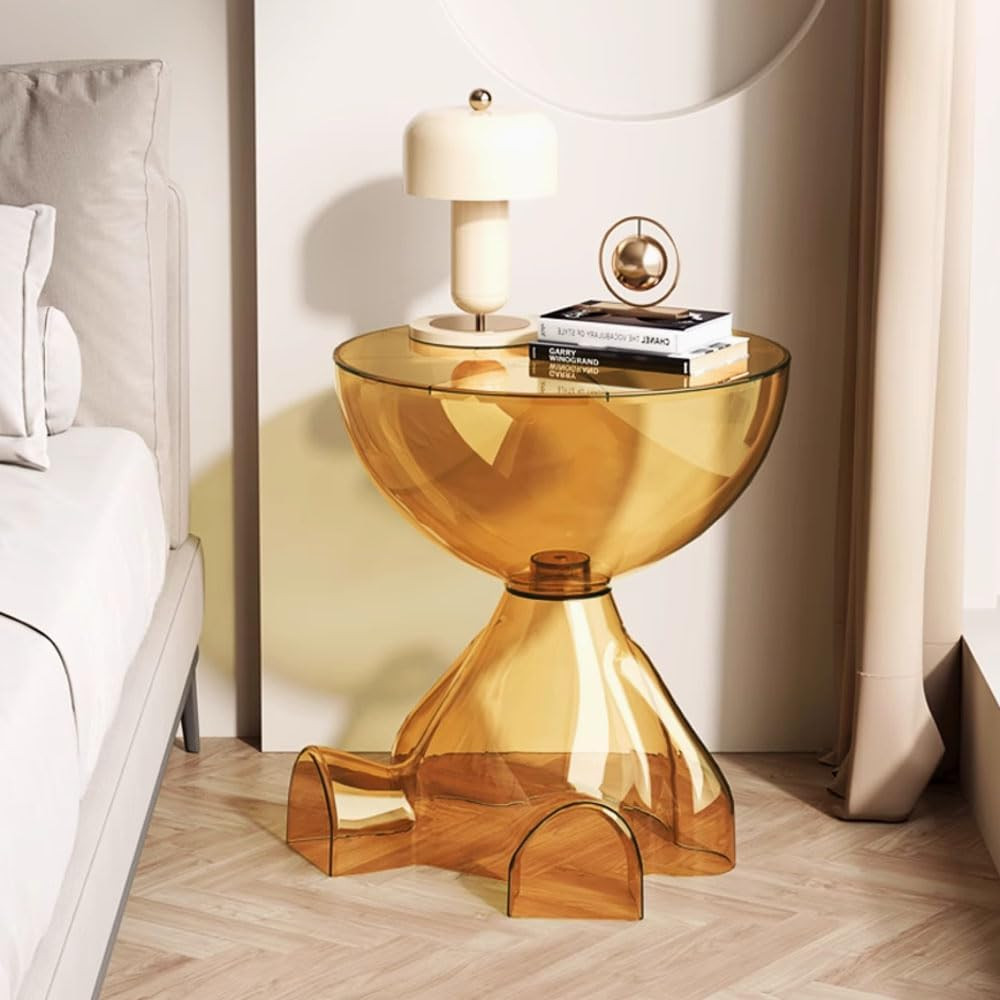 Transparent Yellow Circle Side Table - Versatile Accent for Any Space