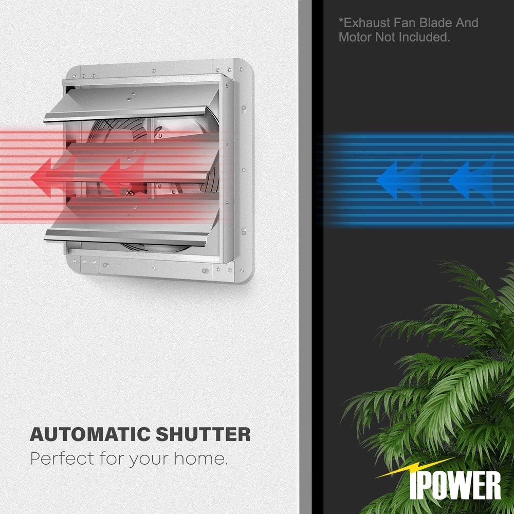 iPower 16-Inch Square Aluminum Automatic Gravity Shutter Louver Vent, Silver