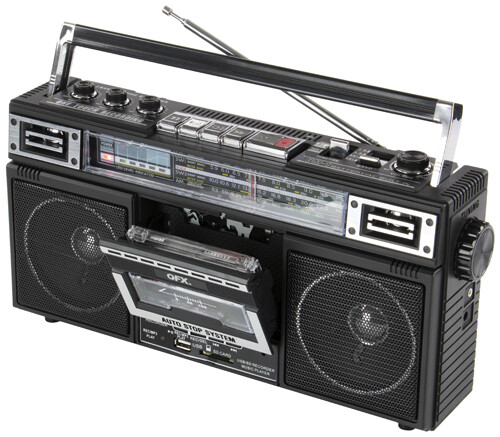 QFX J-220BT Retro AM/FM/SW1/2 4-Band Radio +Bluetooth +Cassette to MP3 Converter