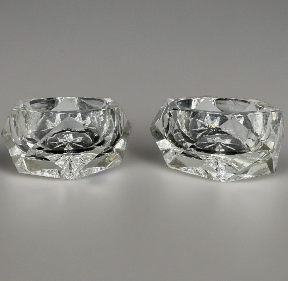 Antique 2 Richards & Hartley EAPG Star Pattern Open Salt Cellars Dips 2.25”W