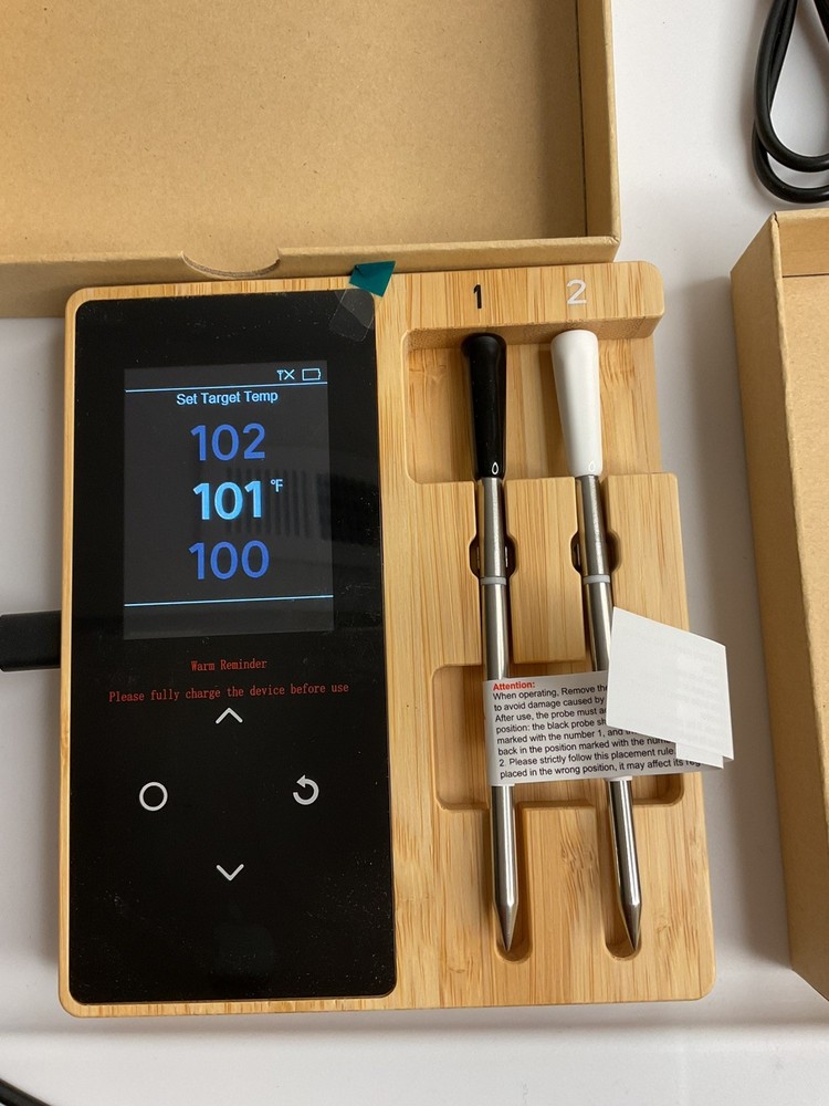 Smart Wireless Meat Thermometer with 2Color-Coded Probes,Standalone Display Base