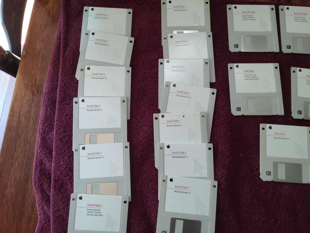 Apple Macintosh System 7.5 Install Diskette Lot, Untested
