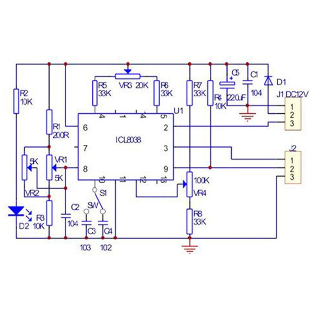 8038 IC Function Generator Sine Triangle & Square Wave Circuit Board DIY Kit