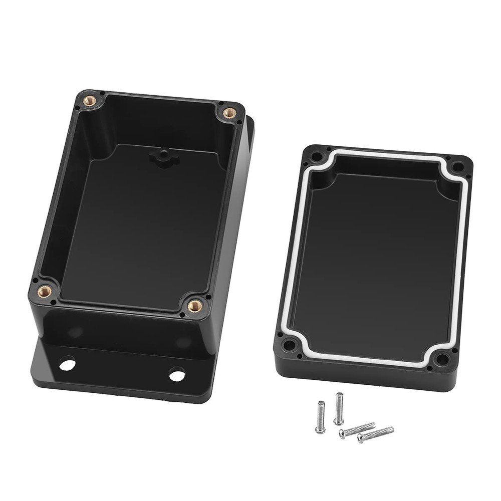 2 Pack IP65 Electronic Project Box Plastic ABS Waterproof Black Junction Box Enc