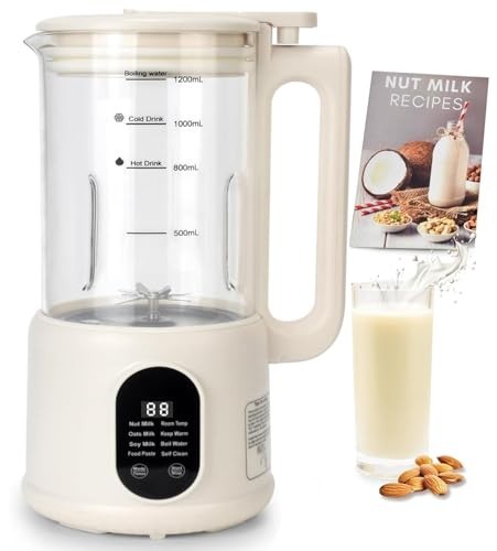 40 Oz Nut Milk Maker - 8-in-1 Automatic Plant-Based Milk Machine, Timer, Auto-Cl