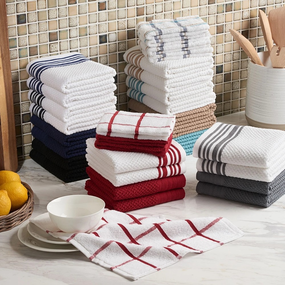 Mainstays 4 Pack 12”x12” Woven Kitchen Dish Cloth Set, Multi.