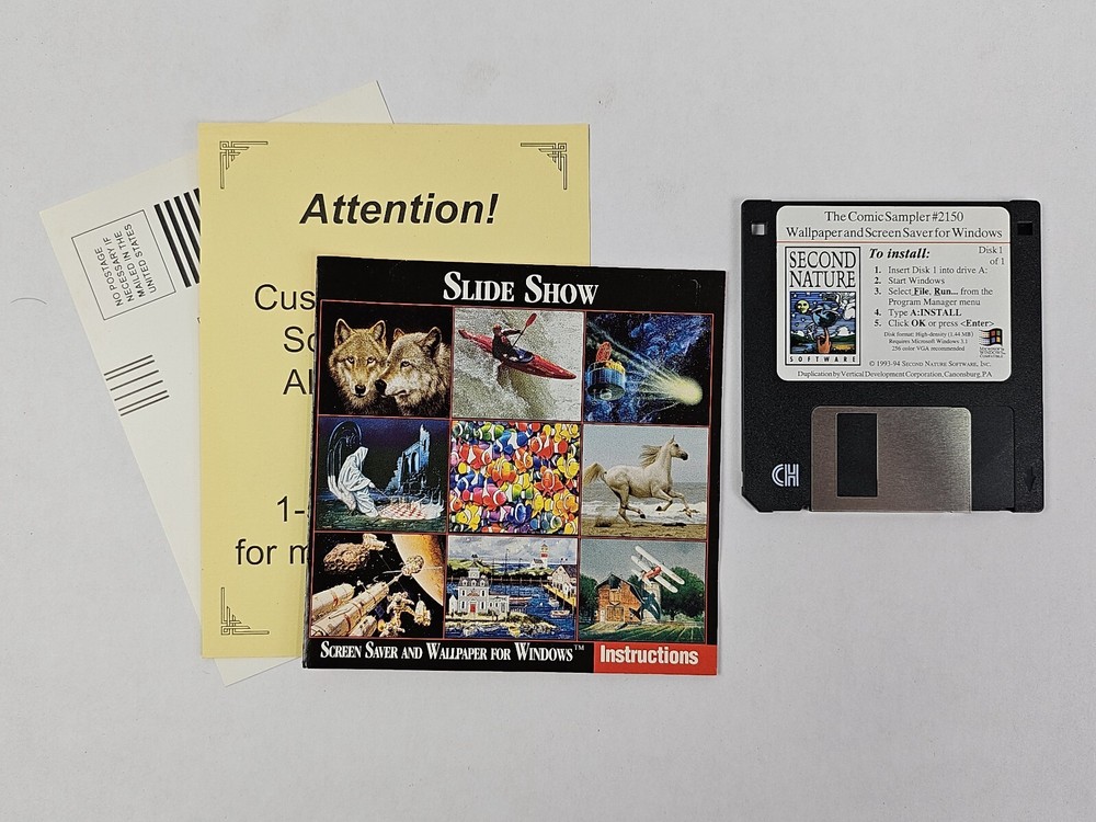 Comic Sampler Screen Saver & Wallpaper for Windows 3.5 Floppy Disk B. C. Shoe