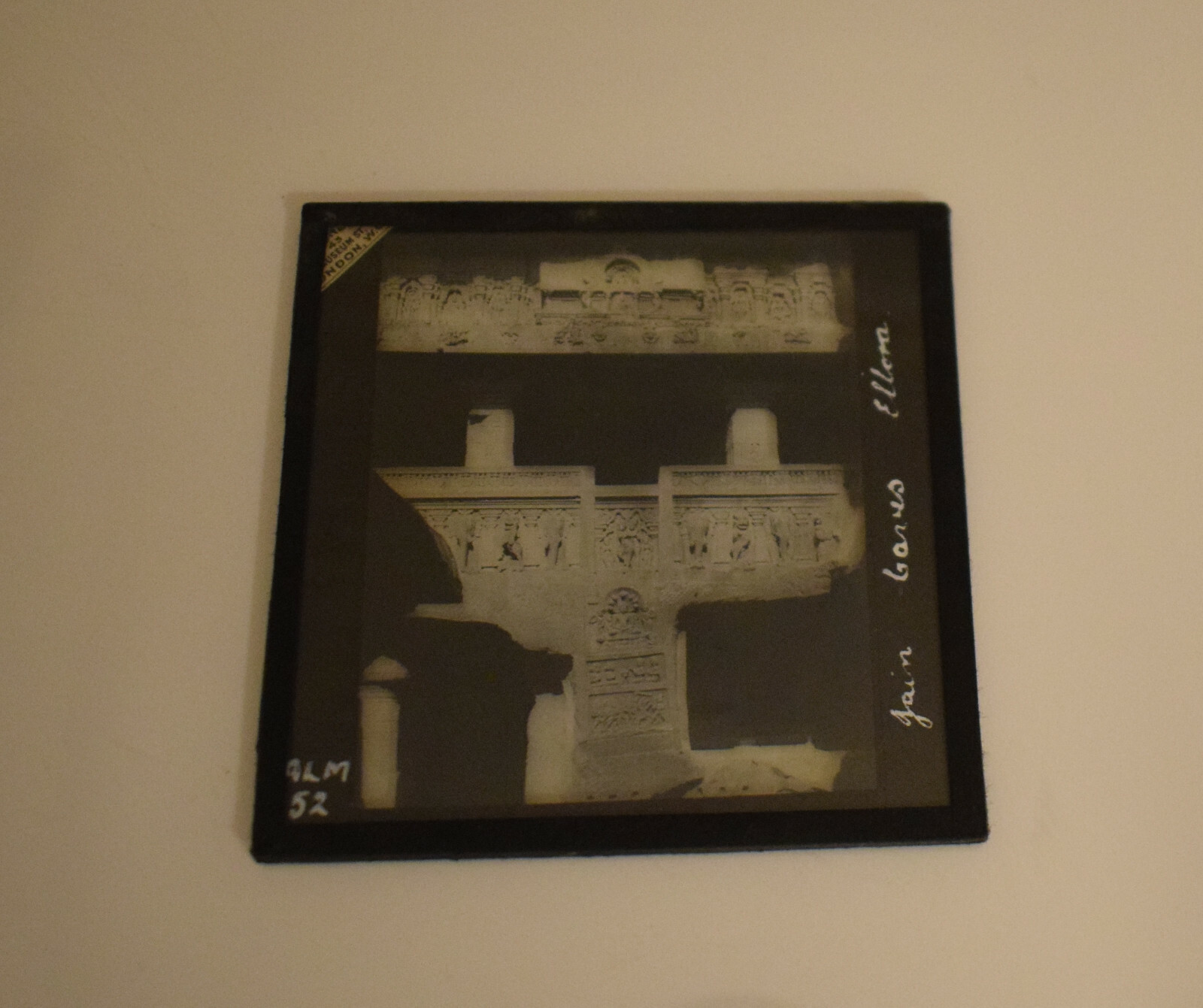 JAIN CAVES ELLORA C1910 OLD PHOTOGRAPH Magic Lantern Slide INDIA