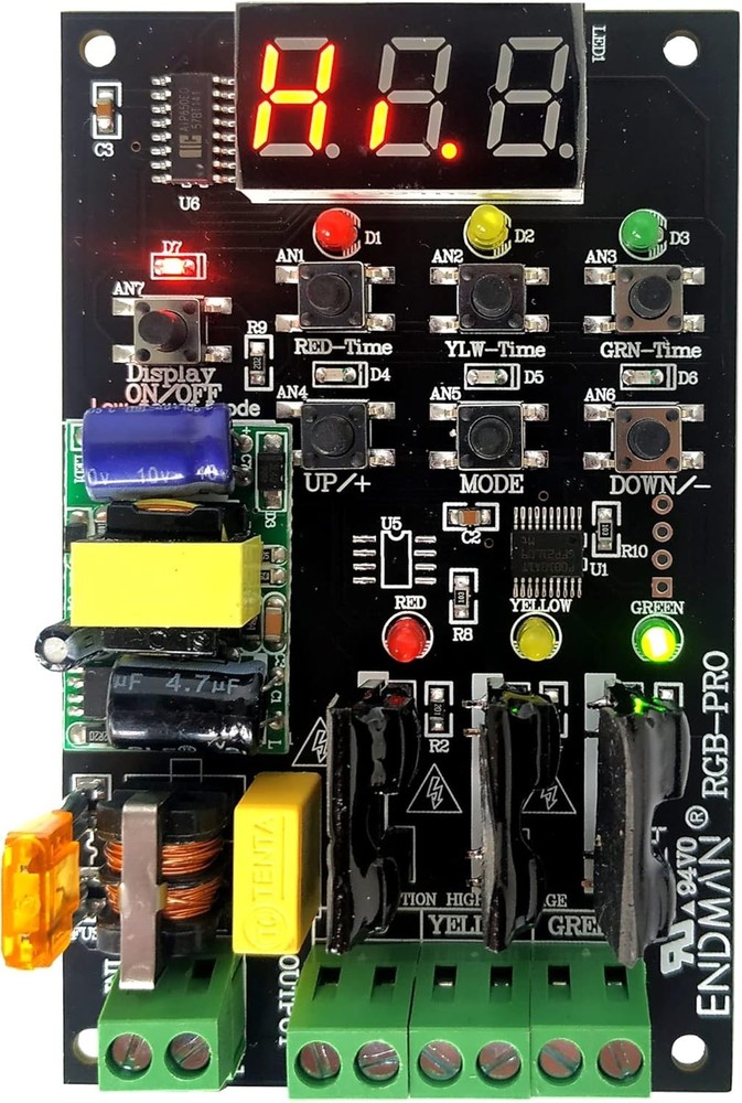 Traffic Light Controller Sequencer with 39+ Sequences, 3 Channel 80VAC-260VAC, L