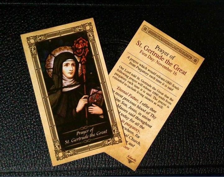 Hi Quality St. Gertrude Holy Card Purgatory Prayer, extra from Monastery new-old