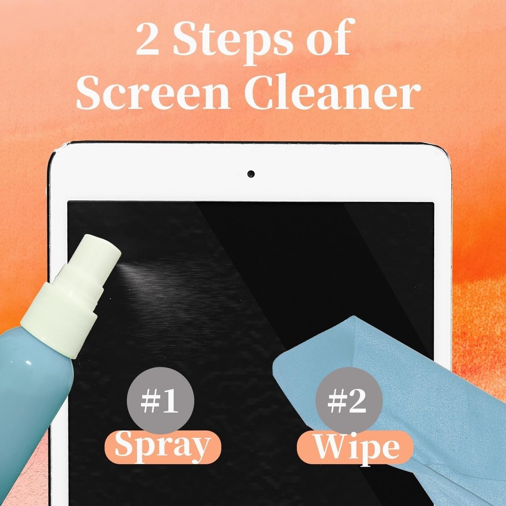 4-Pack Screen Cleaner Spray and 2 Pcs Microfiber Cloth Kit - for LCD, Laptop, PC