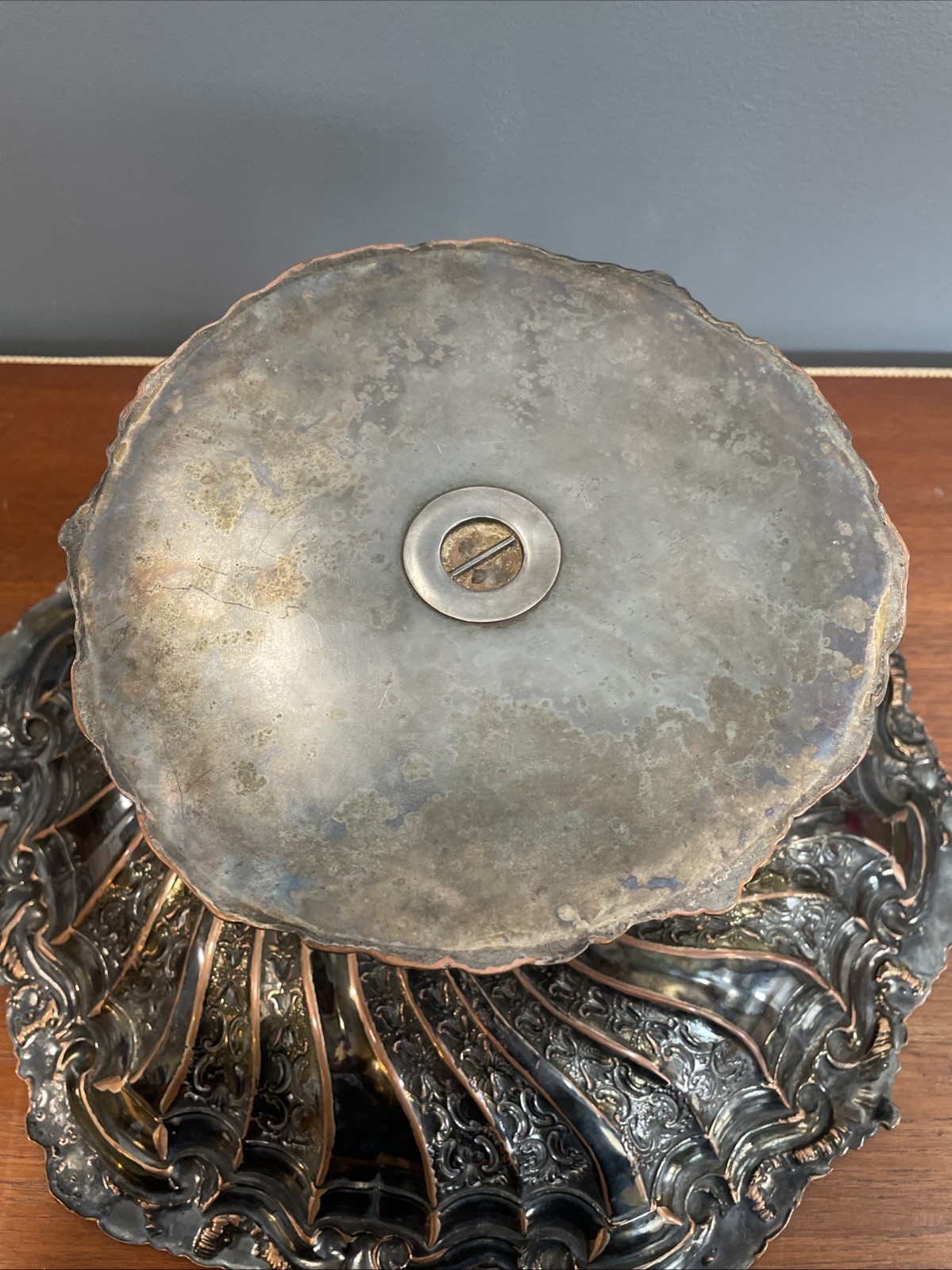 Antique German Silver Rococo Baroque Renaissance Green Man Face Charger Tray