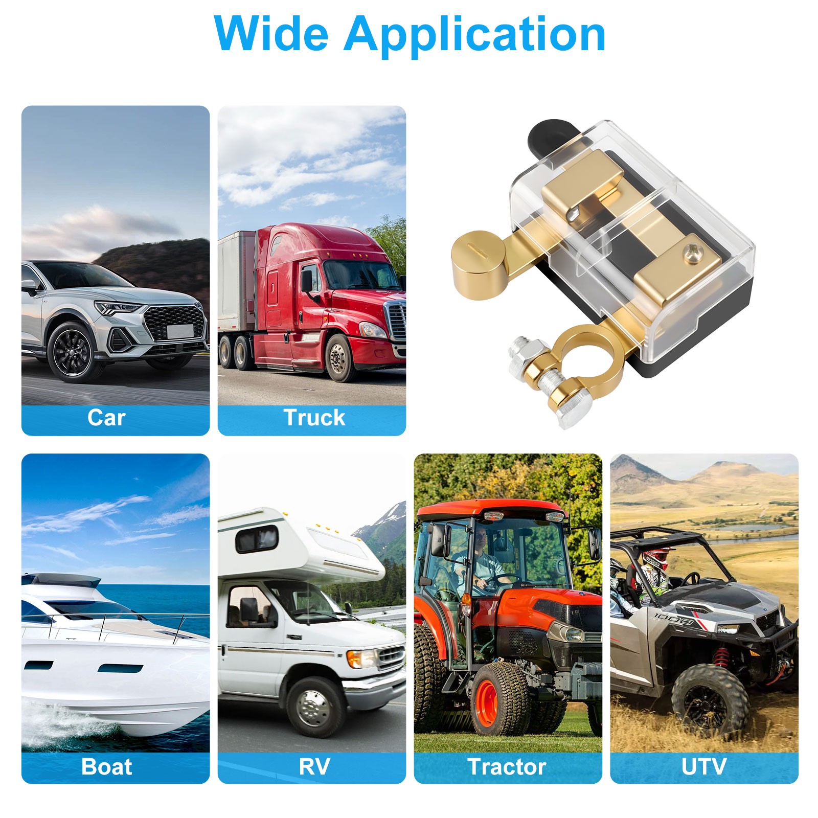 2Pcs 12/24V Battery Cut-Off Disconnect Top Post Switch Isolator Kill For Car RV