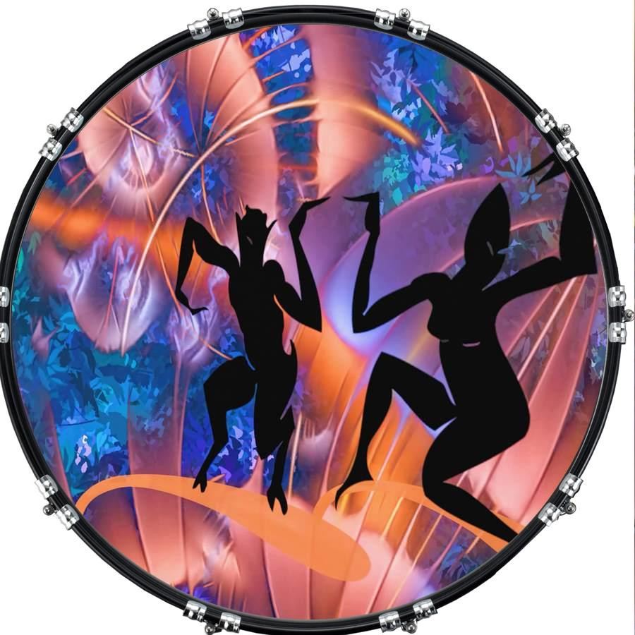 20" Custom Bass Kick Drum Front Head Graphical Dancer 1