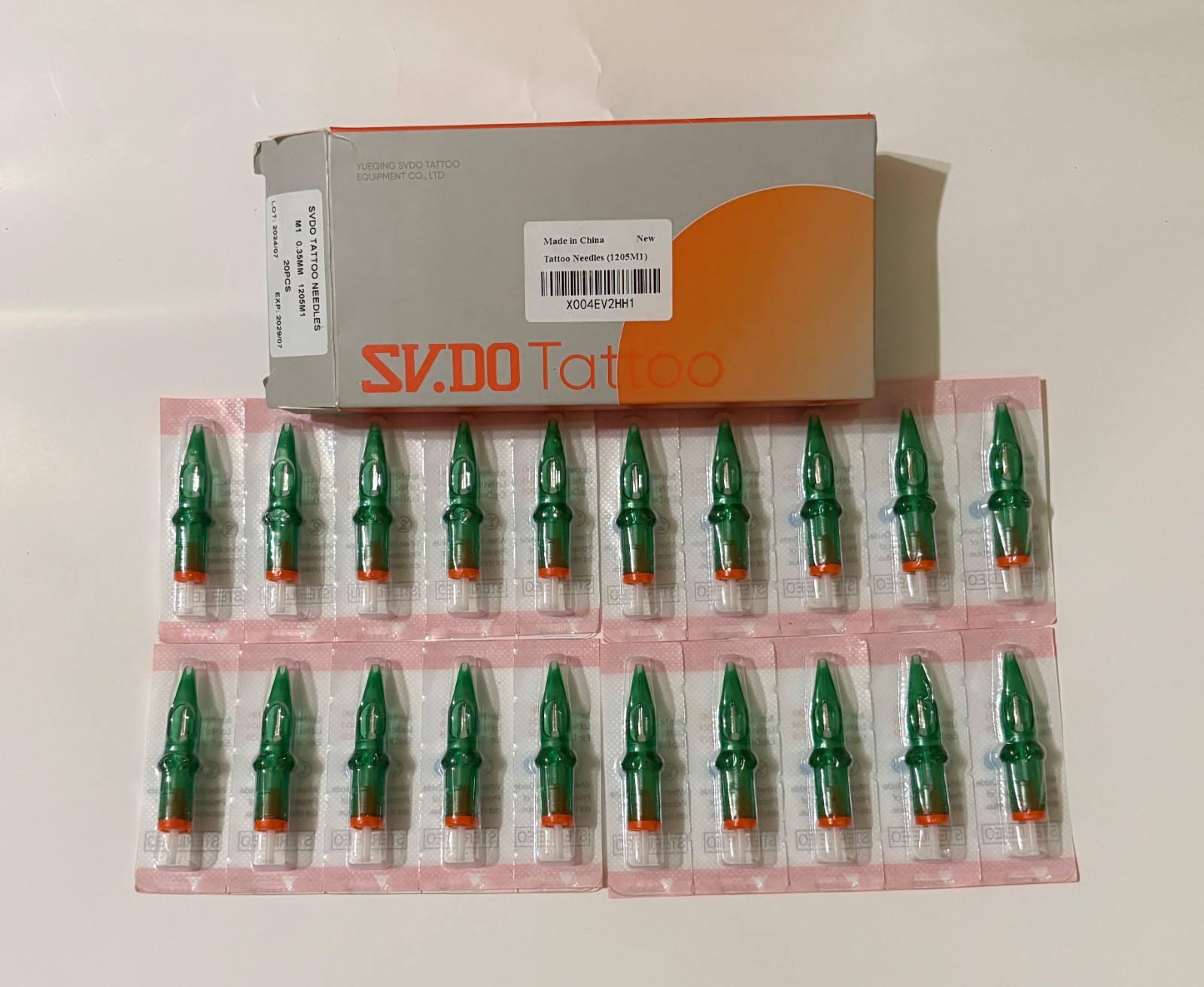 SV.DO Tattoo Shading/Filling Disposable Needles Size M1 0.35MM 1205M1 20 Pieces