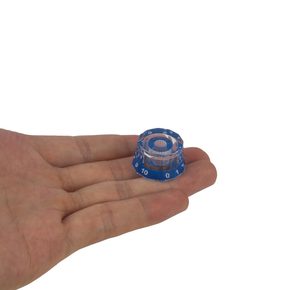 2x 12 Edge Blue Acrylic Bass Guitar Knobs Transparent Volume Tone Control Knobs