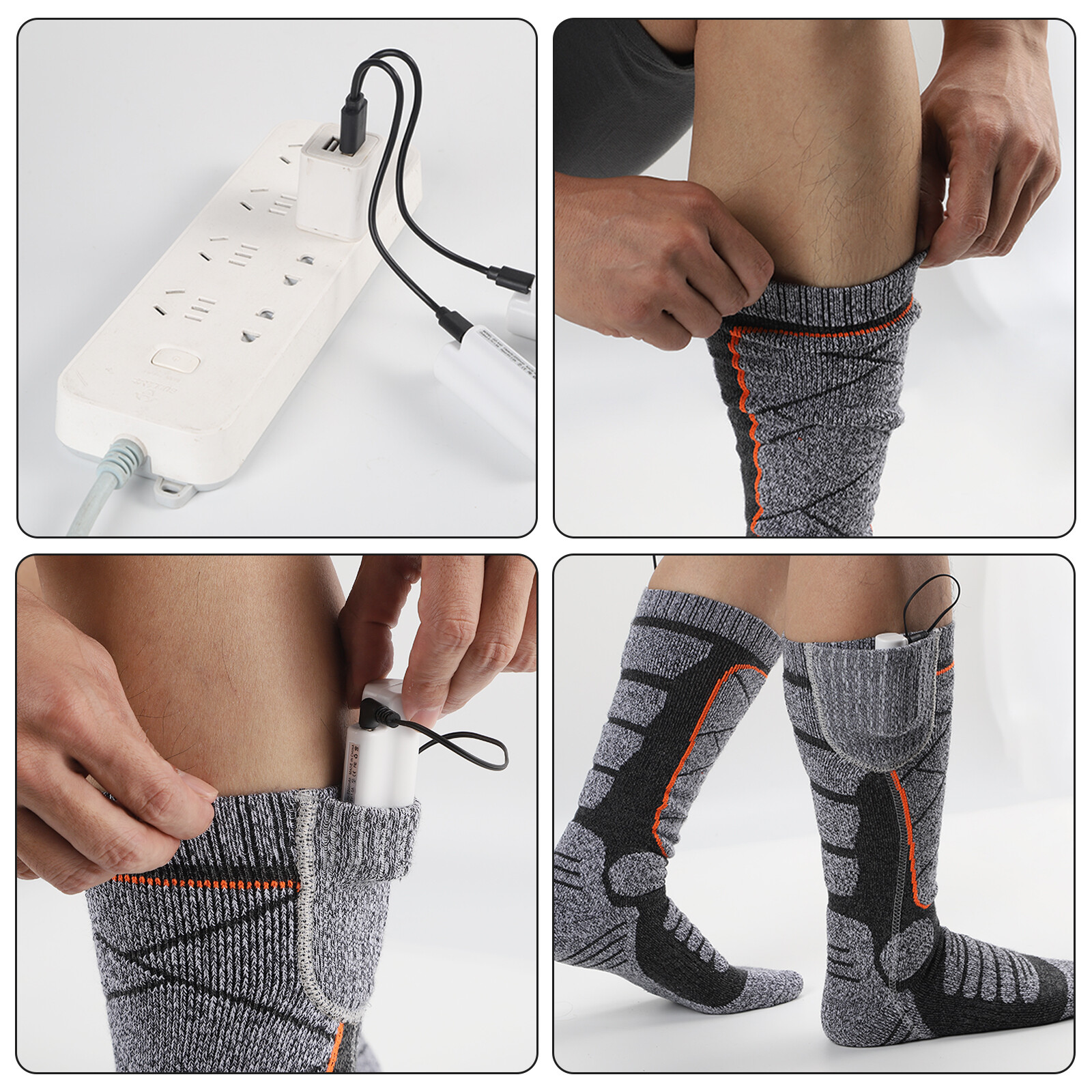 Electric Heated Socks Rechargeable Battery Men Women Winter Foot Warmer 3.7v