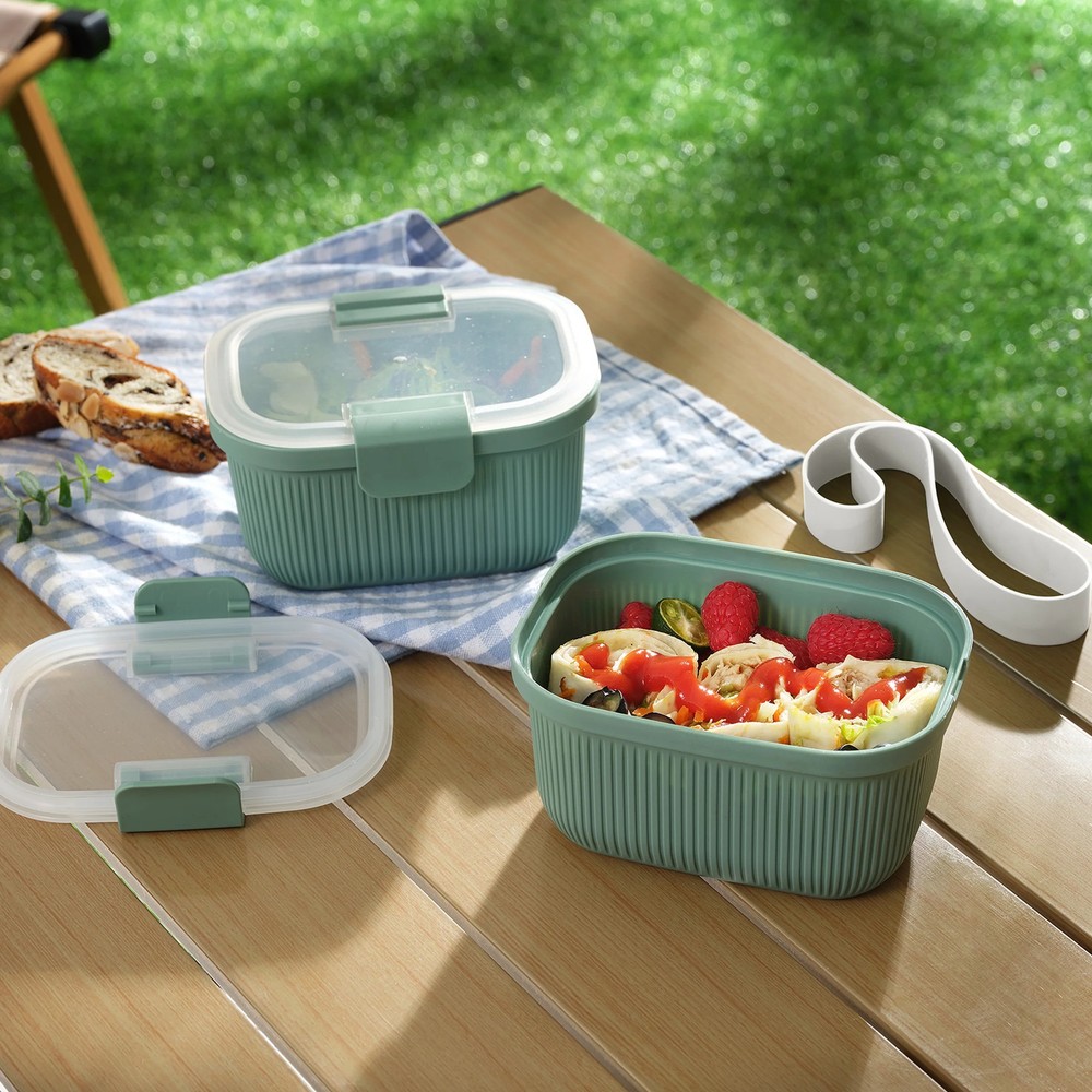 Mainstays Green Rectangle Bento Snack Container, 19oz