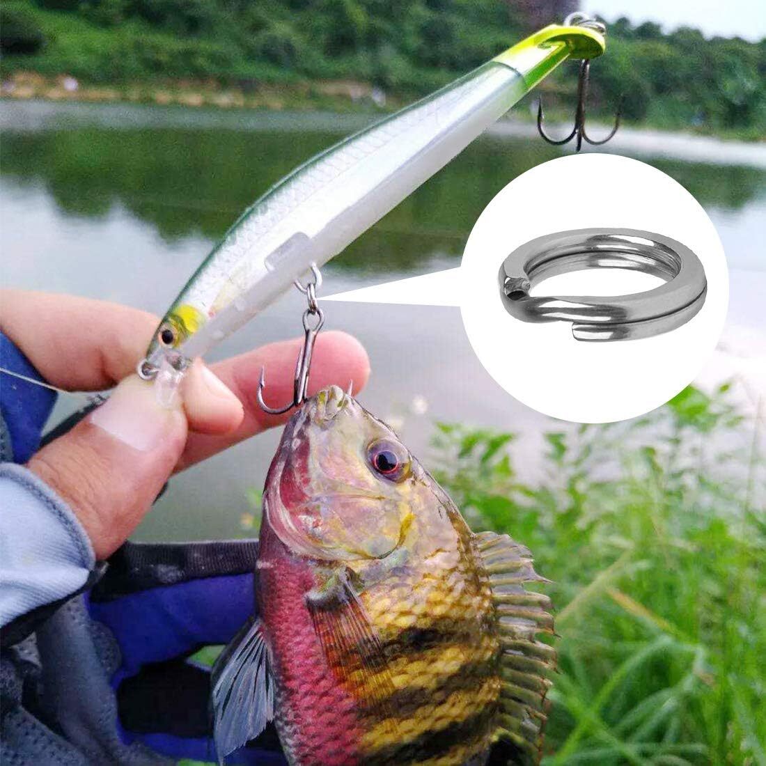 201Pcs 5 Size Fishing Stainless Steel Lures Split Rings For Fish Snap Connector