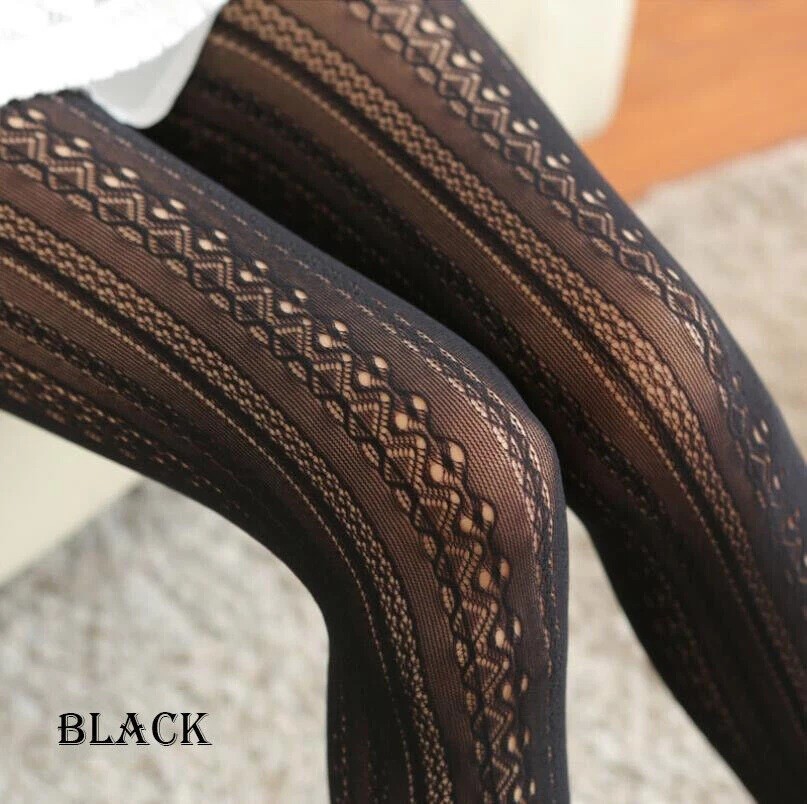 JACQUARD HOLLOW OUT LACE KNIT PATTERNED LOLITA FISHNET PANTYHOSE STOCKING TIGHTS