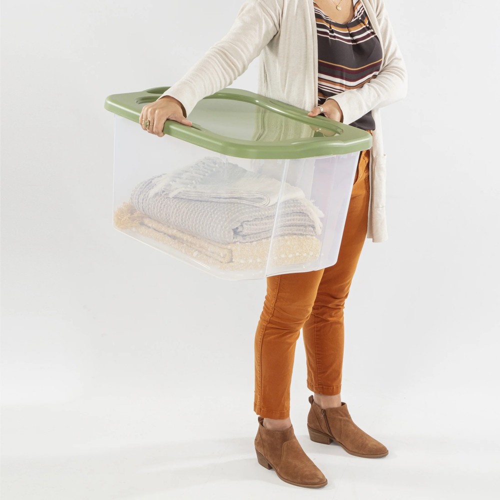 Sterilite EZ Carry 70 Quart Large Storage Bin, Clear Plastic Storage Container