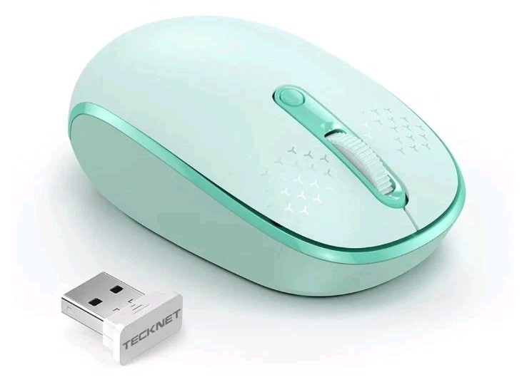 TECKNET Bluetooth Wireless Mouse, Bluetooth 2.4G USB Receiver, Mint Green