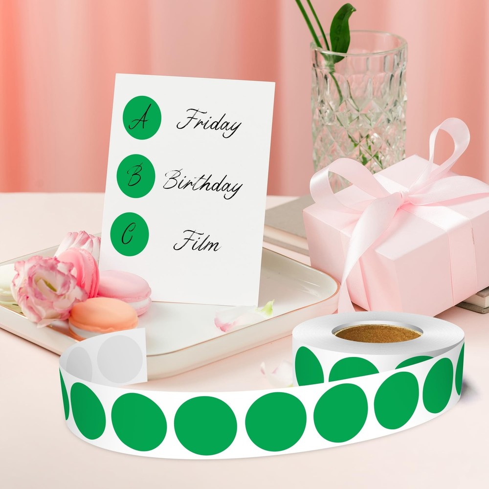 1 Inch Round Color Coding Labels, 1000 Dots Per Roll Green Color Coded Dot St...
