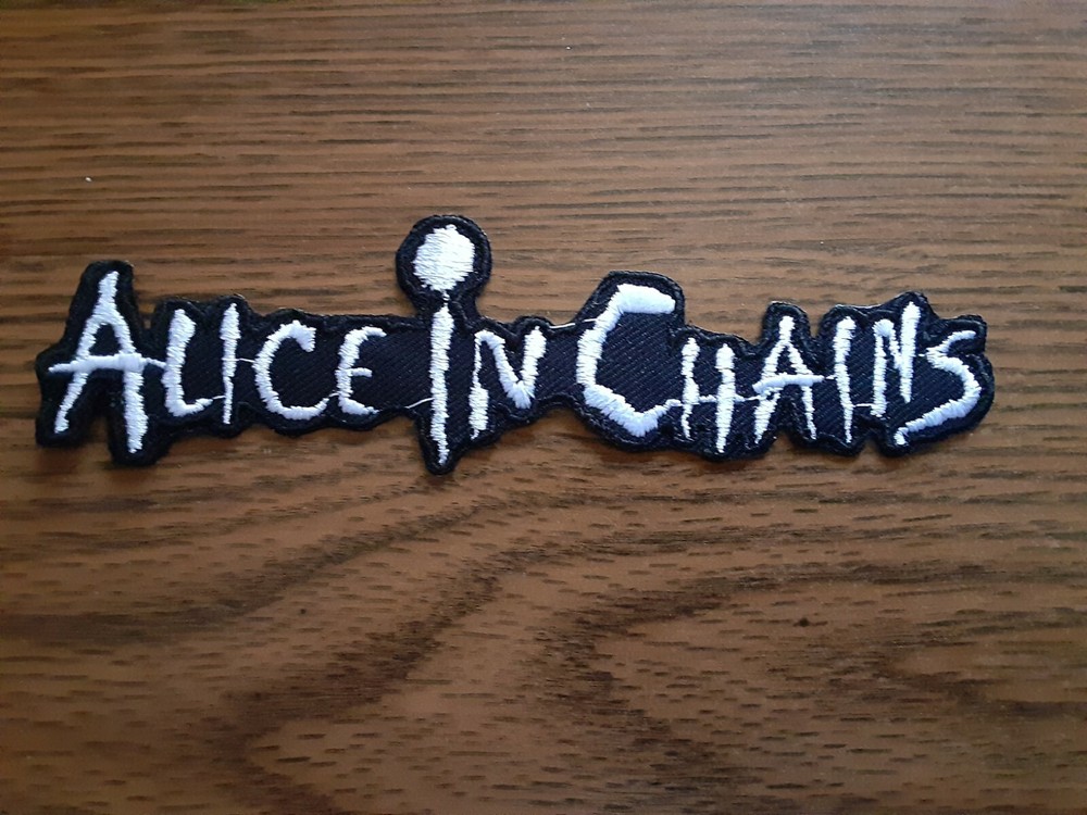 ALICE IN CHAINS,IRON ON WHITE EMBROIDERED PATCH