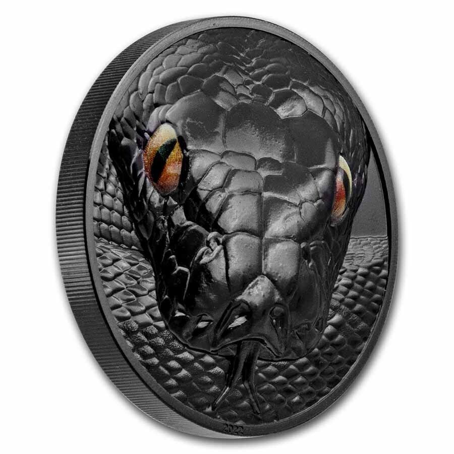 Hunters by Night Python 2022 Palau 2oz Silver NGC 70 FR OBSIDIAN BLACK