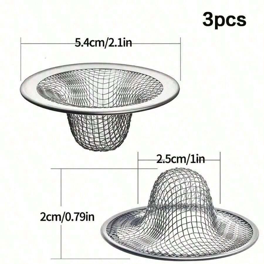 6PCS Stainless Steel Sink Drain Filter Strainer Hair Catcher Bathroom Kitchen