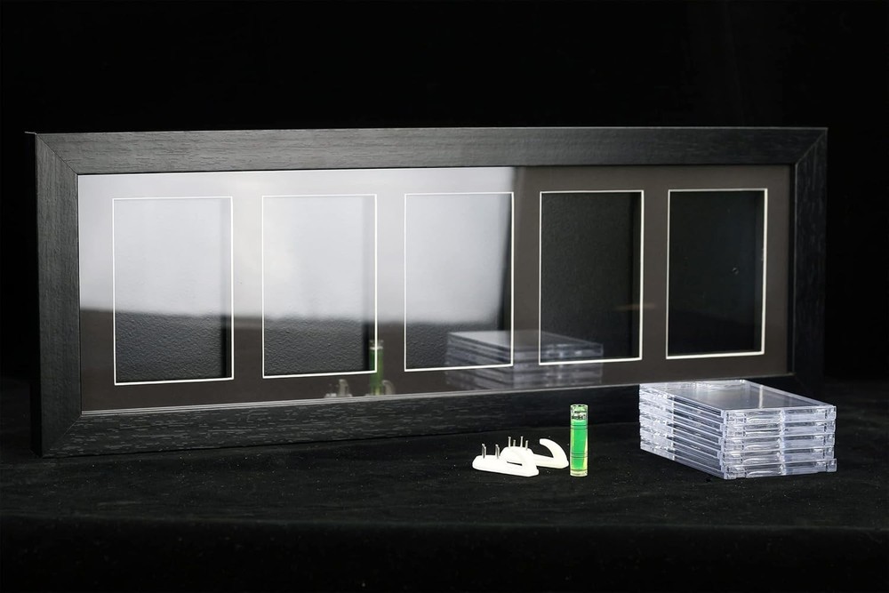 Trading Card Display Frame - Wall Mount Baseball 5 cards, Black