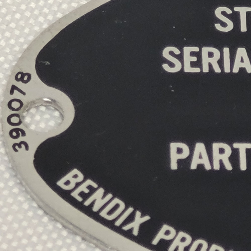 Stromberg Bendix Bendix Products Aerospace Div Carburetor Wasp Junior ID PLATE