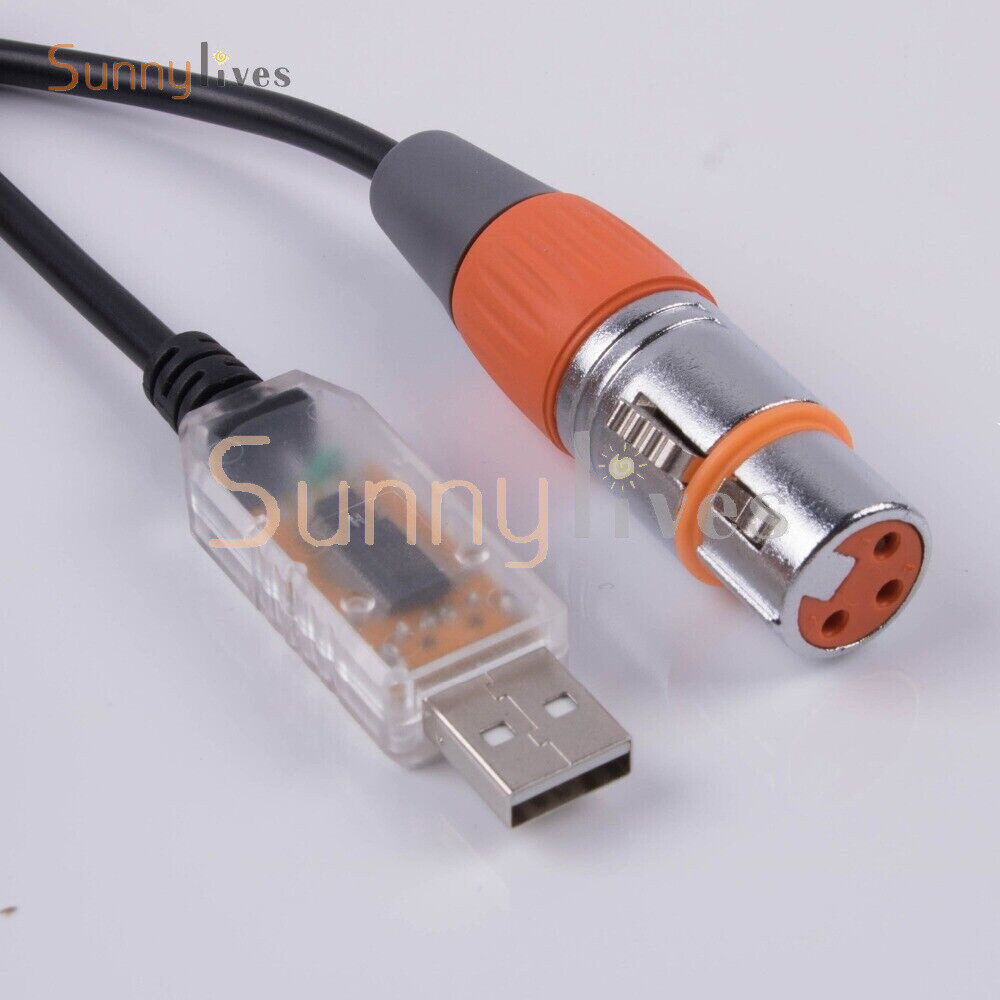 USB to DMX Interface Adapter Cable Stage Light PC DMX512 Controller Dimmer DMX.