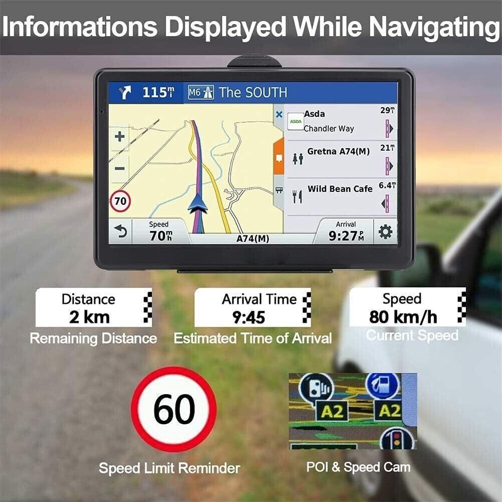 Gps Navigation for Car/Truck Touch Screen Maps w/ Spoken Direction 7"