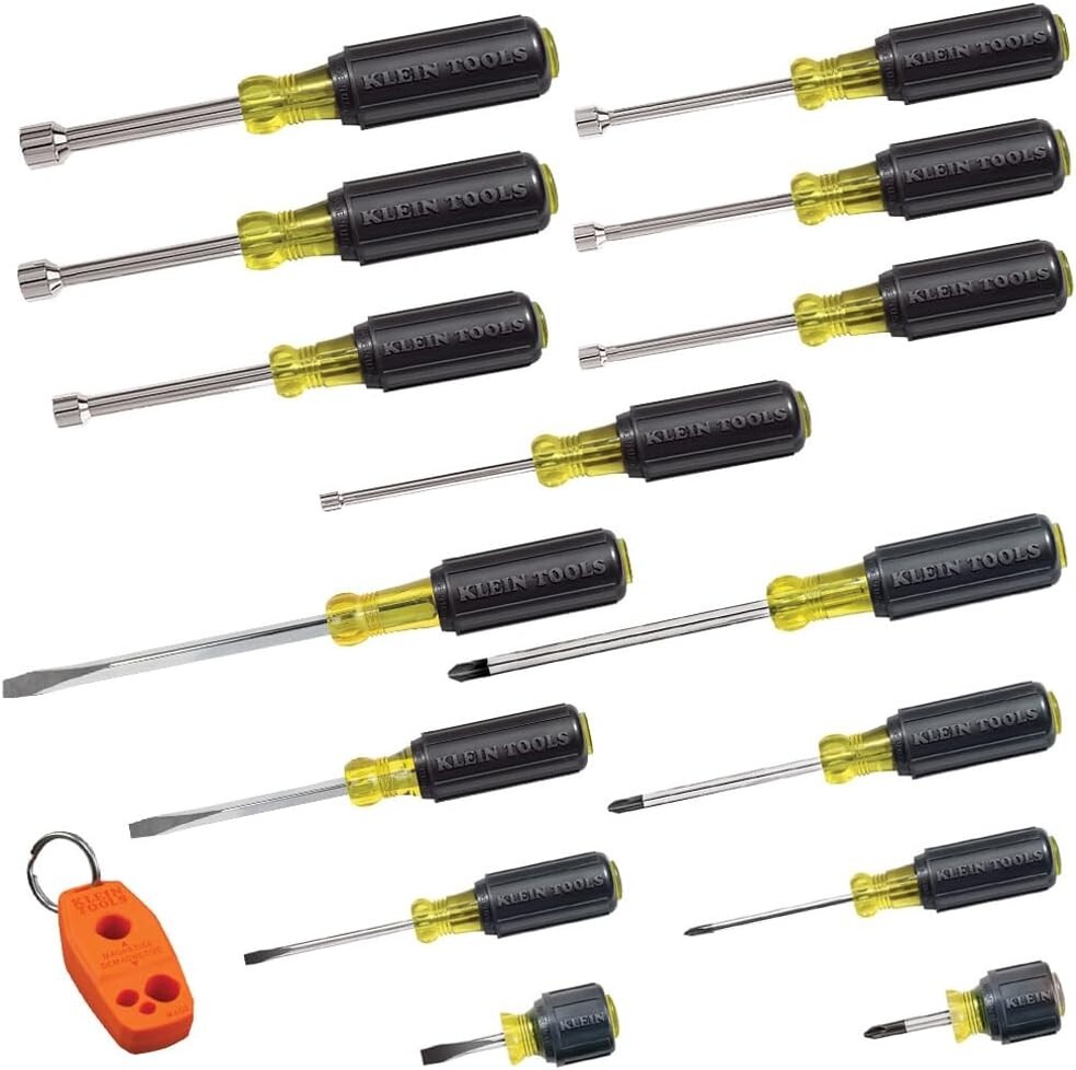 Versatile 16-Piece Screwdriver & Nut Driver Set with Steel Magnetizer Tools